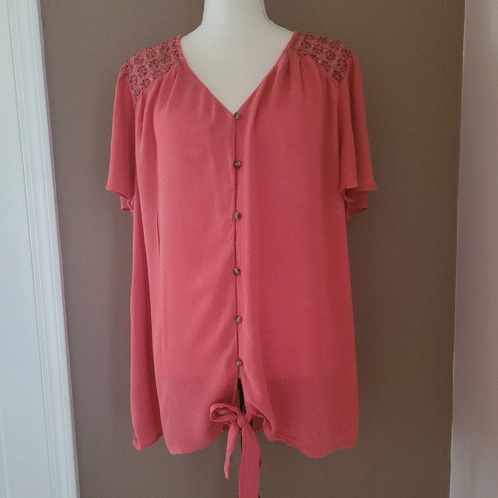 St. John's Bay Casual Front Tie Blouse